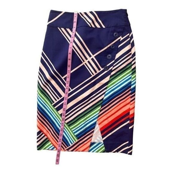 Anthropologie | Postmark Striped Colorful Front Button Pencil Skirt  | 4 - Picture 5 of 7
